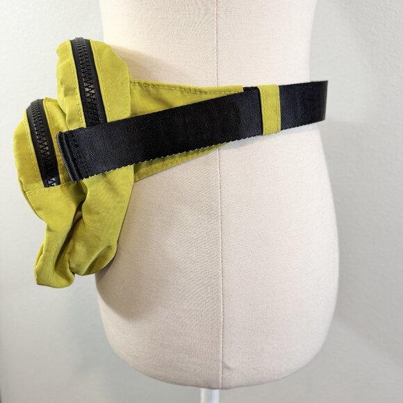 Baggu Fanny Pack Chartreuse OG White Logo Strap Double Zip Crossbody Bag Travel - Picture 7 of 16